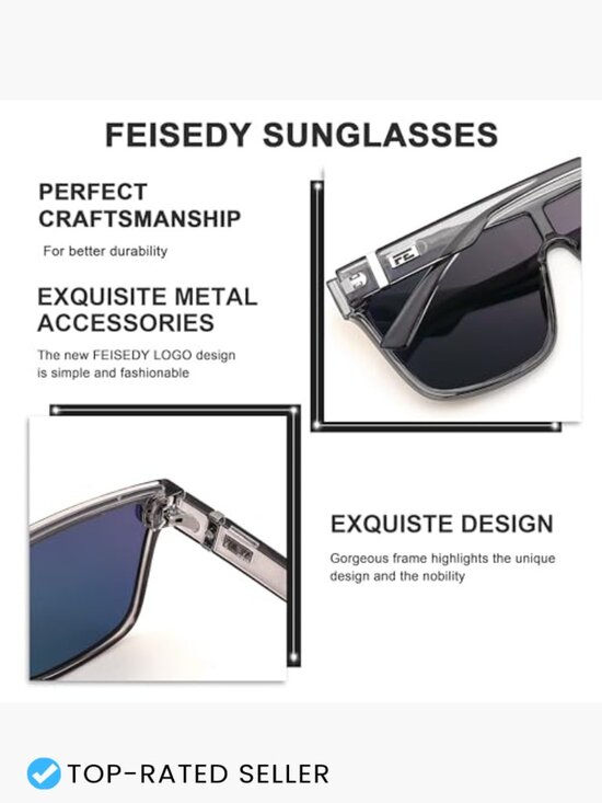 Oversized Square Flat Top Mirrored Sunglasses UV400 Protection Driving Shades main image 6